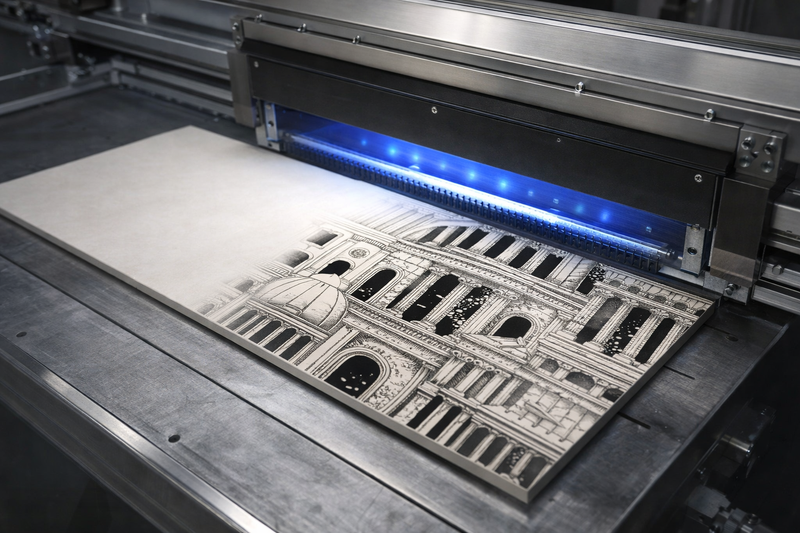 Ceramica da parati: design, materia e stampa digitale a freddo